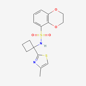 molecular formula C16H18N2O4S2 B6971046 N-[1-(4-methyl-1,3-thiazol-2-yl)cyclobutyl]-2,3-dihydro-1,4-benzodioxine-5-sulfonamide 