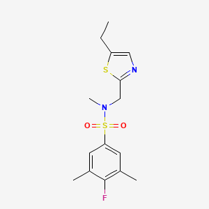 molecular formula C15H19FN2O2S2 B6971063 N-[(5-ethyl-1,3-thiazol-2-yl)methyl]-4-fluoro-N,3,5-trimethylbenzenesulfonamide 