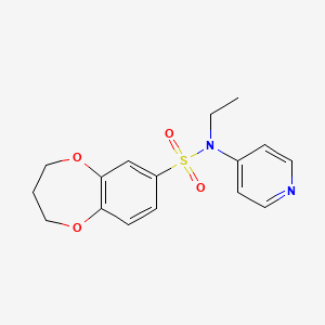 molecular formula C16H18N2O4S B6971080 N-ethyl-N-pyridin-4-yl-3,4-dihydro-2H-1,5-benzodioxepine-7-sulfonamide 