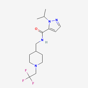 2-propan-2-yl-N-[[1-(2,2,2-trifluoroethyl)piperidin-4-yl]methyl]pyrazole-3-carboxamide