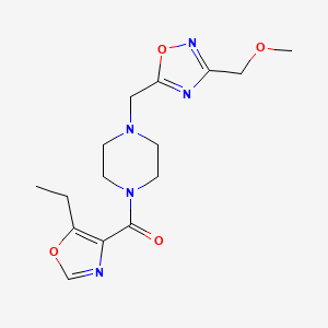 (5-Ethyl-1,3-oxazol-4-yl)-[4-[[3-(methoxymethyl)-1,2,4-oxadiazol-5-yl]methyl]piperazin-1-yl]methanone