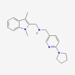 molecular formula C21H26N4 B6971200 N-[(1,3-dimethylindol-2-yl)methyl]-1-(6-pyrrolidin-1-ylpyridin-3-yl)methanamine 