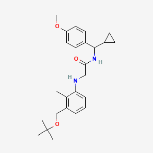 N-[cyclopropyl-(4-methoxyphenyl)methyl]-2-[2-methyl-3-[(2-methylpropan-2-yl)oxymethyl]anilino]acetamide