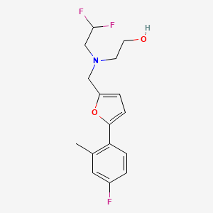 molecular formula C16H18F3NO2 B6971251 2-[2,2-Difluoroethyl-[[5-(4-fluoro-2-methylphenyl)furan-2-yl]methyl]amino]ethanol 