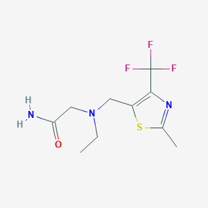 molecular formula C10H14F3N3OS B6971271 2-[Ethyl-[[2-methyl-4-(trifluoromethyl)-1,3-thiazol-5-yl]methyl]amino]acetamide 