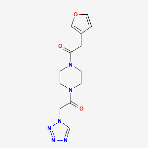 molecular formula C13H16N6O3 B6971313 2-(Furan-3-yl)-1-[4-[2-(tetrazol-1-yl)acetyl]piperazin-1-yl]ethanone 