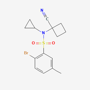 molecular formula C15H17BrN2O2S B6971349 2-bromo-N-(1-cyanocyclobutyl)-N-cyclopropyl-5-methylbenzenesulfonamide 