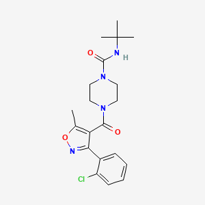 molecular formula C20H25ClN4O3 B6971379 N-tert-butyl-4-[3-(2-chlorophenyl)-5-methyl-1,2-oxazole-4-carbonyl]piperazine-1-carboxamide 