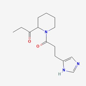 molecular formula C14H21N3O2 B6971395 3-(1H-imidazol-5-yl)-1-(2-propanoylpiperidin-1-yl)propan-1-one 