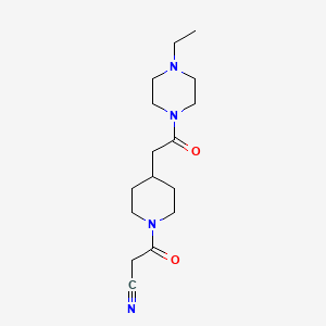 molecular formula C16H26N4O2 B6971396 3-[4-[2-(4-Ethylpiperazin-1-yl)-2-oxoethyl]piperidin-1-yl]-3-oxopropanenitrile 