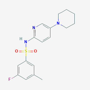 molecular formula C17H20FN3O2S B6971423 3-fluoro-5-methyl-N-(5-piperidin-1-ylpyridin-2-yl)benzenesulfonamide 