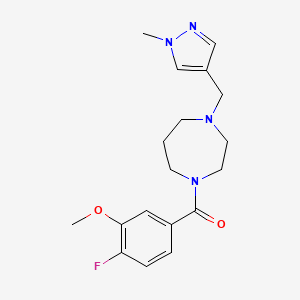 molecular formula C18H23FN4O2 B6971463 (4-Fluoro-3-methoxyphenyl)-[4-[(1-methylpyrazol-4-yl)methyl]-1,4-diazepan-1-yl]methanone 