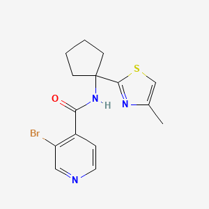 molecular formula C15H16BrN3OS B6971479 3-bromo-N-[1-(4-methyl-1,3-thiazol-2-yl)cyclopentyl]pyridine-4-carboxamide 