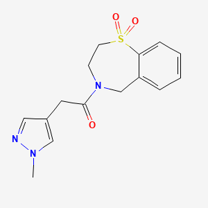 molecular formula C15H17N3O3S B6971511 1-(1,1-dioxo-3,5-dihydro-2H-1lambda6,4-benzothiazepin-4-yl)-2-(1-methylpyrazol-4-yl)ethanone 