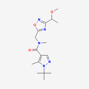 1-tert-butyl-N-[[3-(1-methoxyethyl)-1,2,4-oxadiazol-5-yl]methyl]-N,5-dimethylpyrazole-4-carboxamide