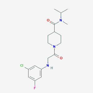 molecular formula C18H25ClFN3O2 B6971529 1-[2-(3-chloro-5-fluoroanilino)acetyl]-N-methyl-N-propan-2-ylpiperidine-4-carboxamide 