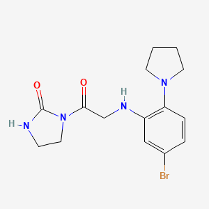 molecular formula C15H19BrN4O2 B6971539 1-[2-(5-Bromo-2-pyrrolidin-1-ylanilino)acetyl]imidazolidin-2-one 