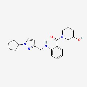 molecular formula C21H28N4O2 B6971564 [2-[(1-Cyclopentylpyrazol-3-yl)methylamino]phenyl]-(3-hydroxypiperidin-1-yl)methanone 