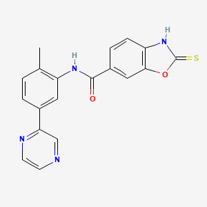 molecular formula C19H14N4O2S B6971575 N-(2-methyl-5-pyrazin-2-ylphenyl)-2-sulfanylidene-3H-1,3-benzoxazole-6-carboxamide 