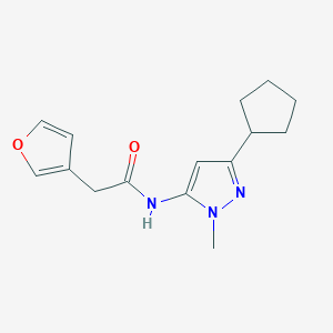 molecular formula C15H19N3O2 B6971642 N-(5-cyclopentyl-2-methylpyrazol-3-yl)-2-(furan-3-yl)acetamide 