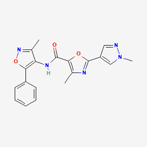 4-methyl-N-(3-methyl-5-phenyl-1,2-oxazol-4-yl)-2-(1-methylpyrazol-4-yl)-1,3-oxazole-5-carboxamide