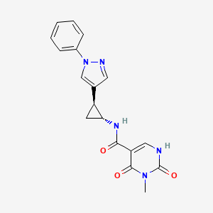 molecular formula C18H17N5O3 B6971672 3-methyl-2,4-dioxo-N-[(1R,2S)-2-(1-phenylpyrazol-4-yl)cyclopropyl]-1H-pyrimidine-5-carboxamide 