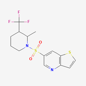 molecular formula C14H15F3N2O2S2 B6971741 6-[2-Methyl-3-(trifluoromethyl)piperidin-1-yl]sulfonylthieno[3,2-b]pyridine 