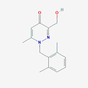 molecular formula C15H18N2O2 B6971749 1-[(2,6-Dimethylphenyl)methyl]-3-(hydroxymethyl)-6-methylpyridazin-4-one 