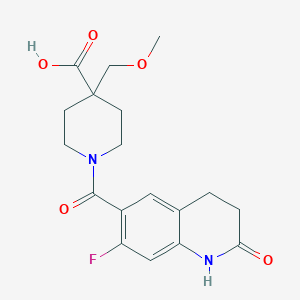 molecular formula C18H21FN2O5 B6971773 1-(7-fluoro-2-oxo-3,4-dihydro-1H-quinoline-6-carbonyl)-4-(methoxymethyl)piperidine-4-carboxylic acid 