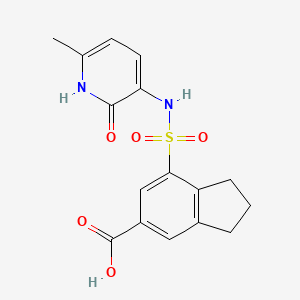 7-[(6-methyl-2-oxo-1H-pyridin-3-yl)sulfamoyl]-2,3-dihydro-1H-indene-5-carboxylic acid