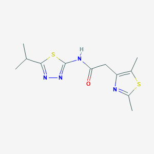 molecular formula C12H16N4OS2 B6971924 2-(2,5-dimethyl-1,3-thiazol-4-yl)-N-(5-propan-2-yl-1,3,4-thiadiazol-2-yl)acetamide 