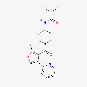 2-methyl-N-[1-(5-methyl-3-pyridin-2-yl-1,2-oxazole-4-carbonyl)piperidin-4-yl]propanamide