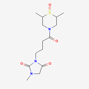 molecular formula C14H23N3O4S B6972050 3-[4-(2,6-Dimethyl-1-oxo-1,4-thiazinan-4-yl)-4-oxobutyl]-1-methylimidazolidine-2,4-dione 