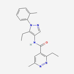 molecular formula C20H23N5O B6972117 3-ethyl-N-[5-ethyl-1-(2-methylphenyl)pyrazol-4-yl]-6-methylpyridazine-4-carboxamide 