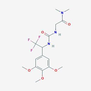 molecular formula C16H22F3N3O5 B6972126 N,N-dimethyl-2-[[2,2,2-trifluoro-1-(3,4,5-trimethoxyphenyl)ethyl]carbamoylamino]acetamide 