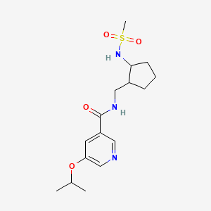 molecular formula C16H25N3O4S B6972127 N-[[2-(methanesulfonamido)cyclopentyl]methyl]-5-propan-2-yloxypyridine-3-carboxamide 