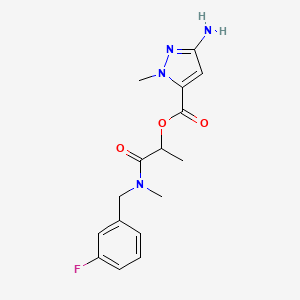 [1-[(3-Fluorophenyl)methyl-methylamino]-1-oxopropan-2-yl] 5-amino-2-methylpyrazole-3-carboxylate