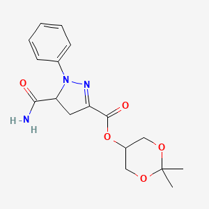 molecular formula C17H21N3O5 B6972270 (2,2-Dimethyl-1,3-dioxan-5-yl) 3-carbamoyl-2-phenyl-3,4-dihydropyrazole-5-carboxylate 