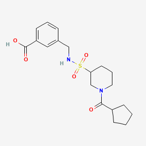 molecular formula C19H26N2O5S B6972313 3-[[[1-(Cyclopentanecarbonyl)piperidin-3-yl]sulfonylamino]methyl]benzoic acid 