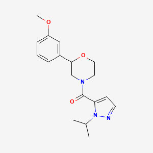 molecular formula C18H23N3O3 B6972326 [2-(3-Methoxyphenyl)morpholin-4-yl]-(2-propan-2-ylpyrazol-3-yl)methanone 