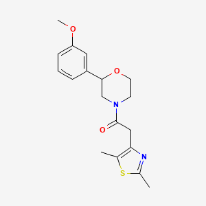 molecular formula C18H22N2O3S B6972338 2-(2,5-Dimethyl-1,3-thiazol-4-yl)-1-[2-(3-methoxyphenyl)morpholin-4-yl]ethanone 