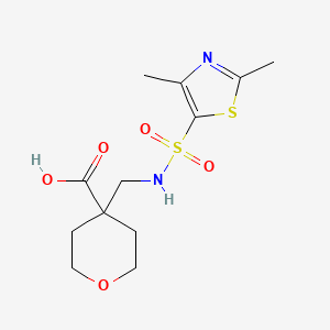 molecular formula C12H18N2O5S2 B6972344 4-[[(2,4-Dimethyl-1,3-thiazol-5-yl)sulfonylamino]methyl]oxane-4-carboxylic acid 