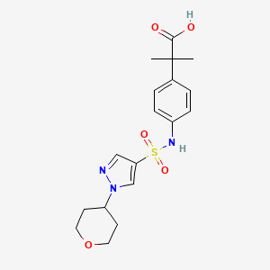 2-Methyl-2-[4-[[1-(oxan-4-yl)pyrazol-4-yl]sulfonylamino]phenyl]propanoic acid