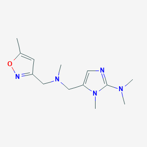 molecular formula C13H21N5O B6972389 N,N,1-trimethyl-5-[[methyl-[(5-methyl-1,2-oxazol-3-yl)methyl]amino]methyl]imidazol-2-amine 