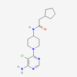 molecular formula C16H24ClN5O B6972437 N-[1-(6-amino-5-chloropyrimidin-4-yl)piperidin-4-yl]-2-cyclopentylacetamide 