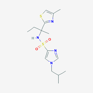 molecular formula C15H24N4O2S2 B6972479 1-(2-methylpropyl)-N-[2-(4-methyl-1,3-thiazol-2-yl)butan-2-yl]imidazole-4-sulfonamide 