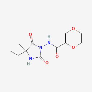 N-(4-ethyl-4-methyl-2,5-dioxoimidazolidin-1-yl)-1,4-dioxane-2-carboxamide