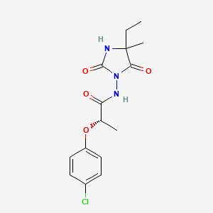 molecular formula C15H18ClN3O4 B6972513 (2S)-2-(4-chlorophenoxy)-N-(4-ethyl-4-methyl-2,5-dioxoimidazolidin-1-yl)propanamide 