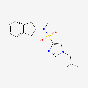 molecular formula C17H23N3O2S B6972515 N-(2,3-dihydro-1H-inden-2-yl)-N-methyl-1-(2-methylpropyl)imidazole-4-sulfonamide 