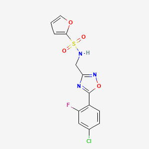 molecular formula C13H9ClFN3O4S B6972528 N-[[5-(4-chloro-2-fluorophenyl)-1,2,4-oxadiazol-3-yl]methyl]furan-2-sulfonamide 